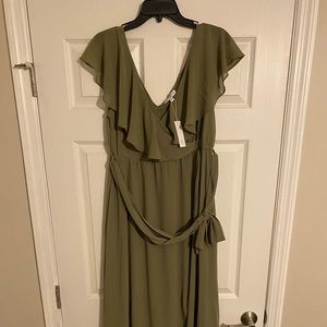 Baltic Born Katy’s Dusty Olive Ruffle Maxi Dress - New With Tags